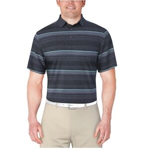 Men's Striped Short Sleeve Polo Shirt - Black and Blue